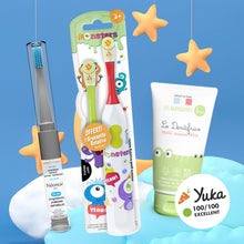 Charger l'image dans la galerie, Pack Brosse à dents rotative Rouge Martien, 3+ avec 2 brossettes + Dentifrice 0-5 ans sans nanoparticule + 2en1 Adulte Néonov