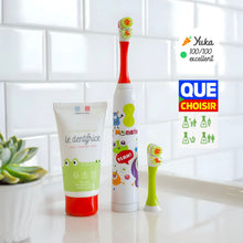 Charger l&#39;image dans la galerie, Pack Brosse à dents électrique rotative 3 ans+ Rouge martien avec 2 brossettes + Dentifrice bio sans nano