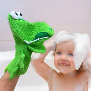 Gant de toilette Marionnette Monsieur Croco en 100% coton doux!