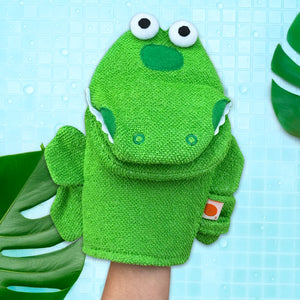 Gant de toilette Marionnette Monsieur Croco en 100% coton doux!