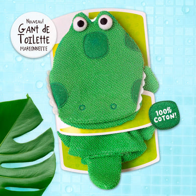 Gant de toilette Marionnette Monsieur Croco en 100% coton doux!