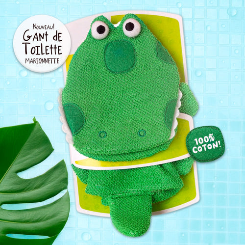 Gant de toilette Marionnette Monsieur Croco en 100% coton doux!