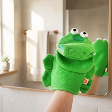 Laden Sie das Bild in den Galerie-Viewer, Gant de toilette Marionnette Monsieur Croco en 100% coton doux!