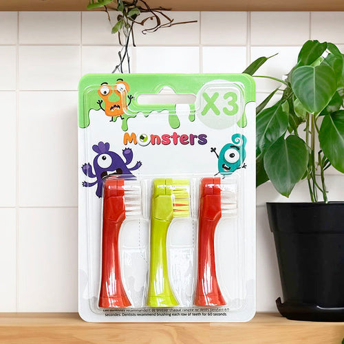 Pack de 3 brossettes de recharge pour la Brosse à dents électrique enfant rotative. 3 ans et plus!