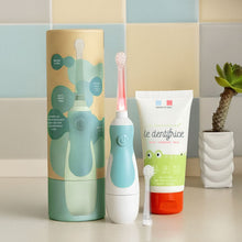 Charger l&#39;image dans la galerie, Pack Mon Premier Rituel de Soin, Bleu ciel : Brosse à dents sonique bébé + Dentifrice bio sans nano