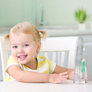 Pack KDO K Bébé Mandarine: Brosse à dents sonique à pile pour Bébé avec Étui de voyage en Kraft + 2 Pack de brossettes + Dentifrice bébé 0-5 ans sans nanoparticule