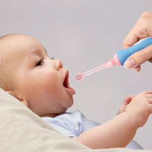 Pack KDO K Bleu ciel Bébé : Brosse à dents sonique à pile pour Bébé avec Étui de voyage en Kraft + 2 Pack de brossettes + Dentifrice bébé 0-5 ans sans nanoparticule