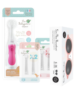 Pack Cadeau brosse à dents Electrique pour bébé Framboise + Lunettes de soleil - Les Babygators