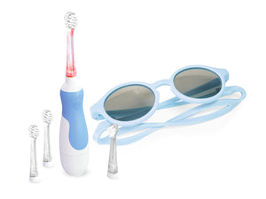 Pack Cadeau brosse à dents Electrique pour bébé Bleue + Lunettes de soleil - Les Babygators