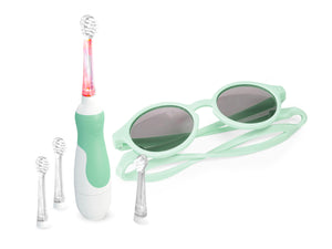 Pack Cadeau brosse à dents Electrique pour bébé Sauge + Lunettes de soleil - Les Babygators